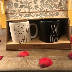 Rae Dunn good egg, bad egg mugs